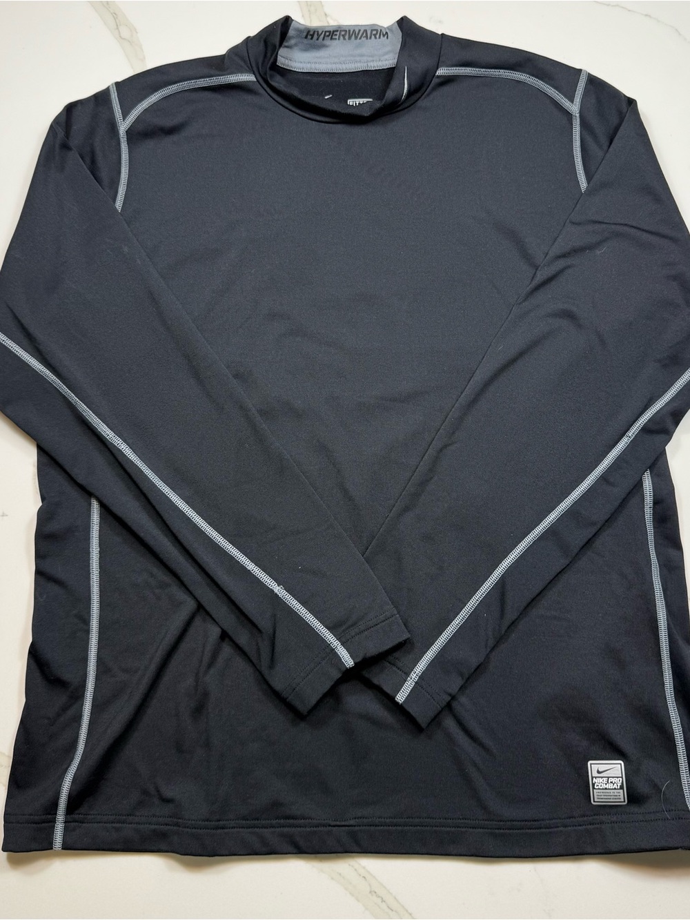 Nike Hyperwarm Long-Sleeve Performance Top - Black with Gray Stitching